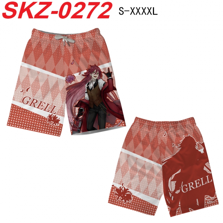 Kuroshitsuji Anime full-color digital printed beach shorts from S to 4XL