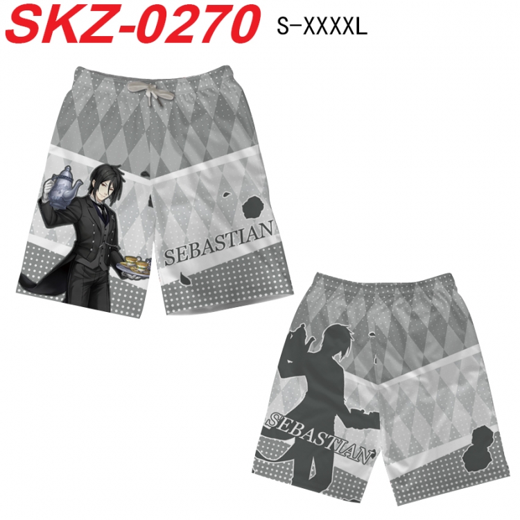 Kuroshitsuji Anime full-color digital printed beach shorts from S to 4XL