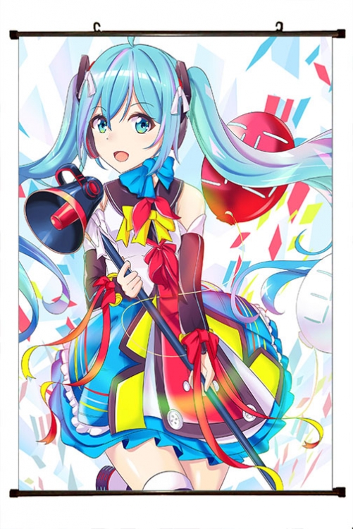 Hatsune Miku Anime black Plastic rod Cloth painting Wall Scroll 60X90CM   C3-13