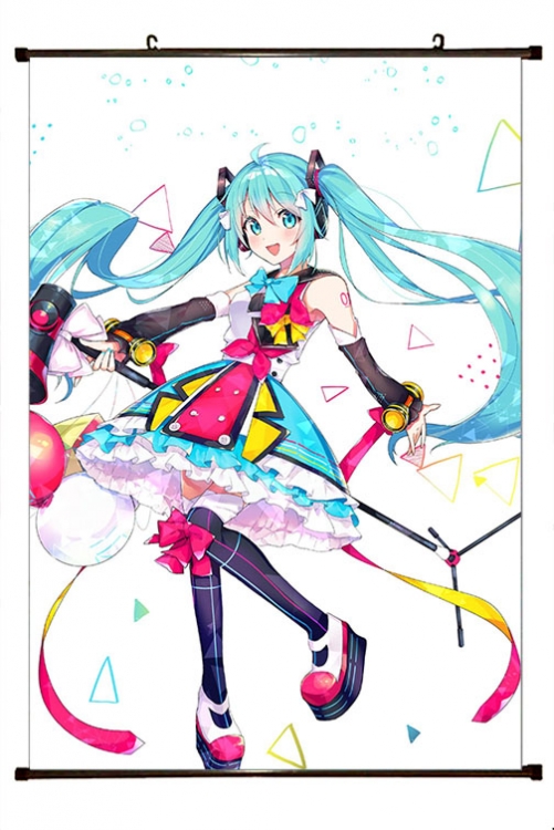 Hatsune Miku Anime black Plastic rod Cloth painting Wall Scroll 60X90CM   C3-22