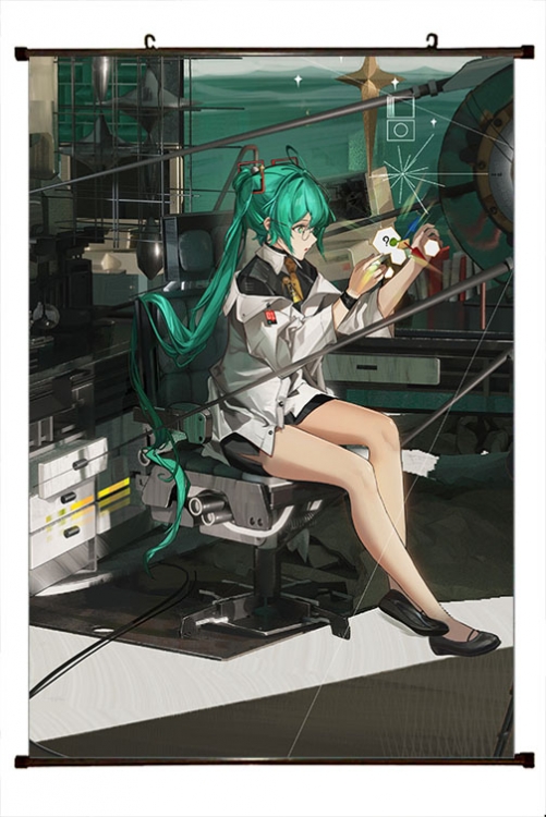 Hatsune Miku Anime black Plastic rod Cloth painting Wall Scroll 60X90CM  C3-144