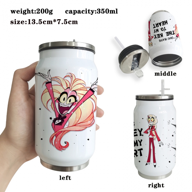 Hazbin Hotel Anime Printed Stainless Steel Insulated Cup Straw Water Cup 350ML