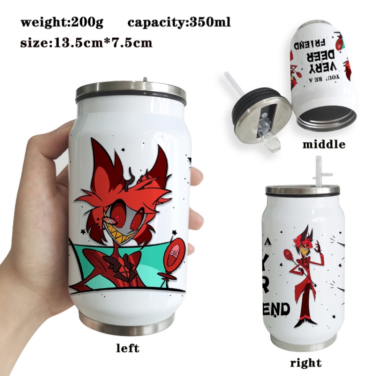 Hazbin Hotel Anime Printed Stainless Steel Insulated Cup Straw Water Cup 350ML