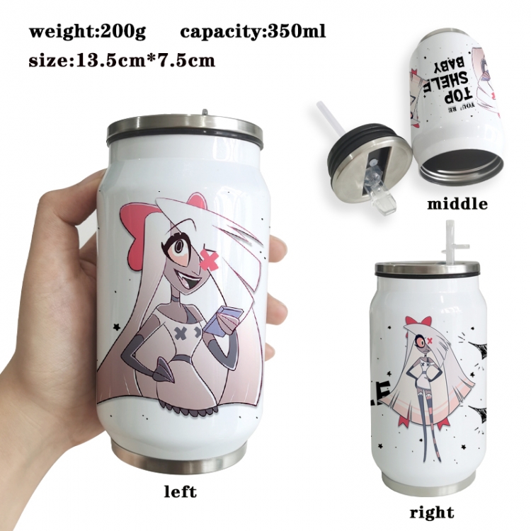 Hazbin Hotel Anime Printed Stainless Steel Insulated Cup Straw Water Cup 350ML