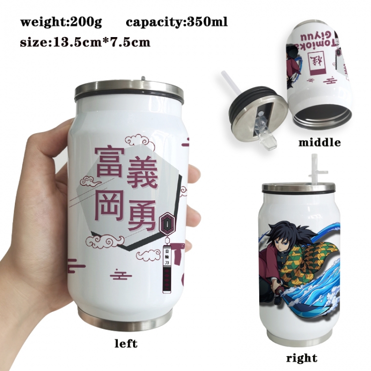 Demon Slayer Kimets Anime Printed Stainless Steel Insulated Cup Straw Water Cup 350ML