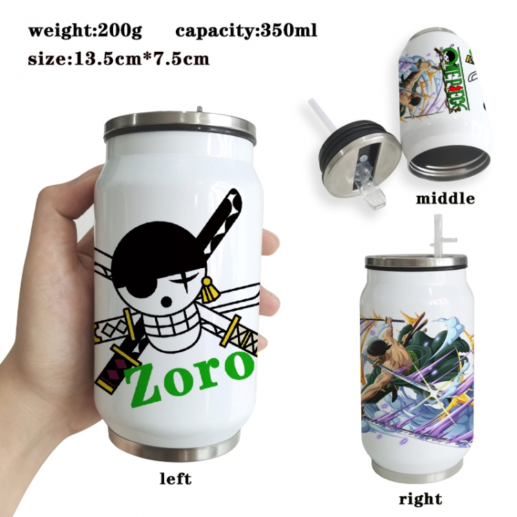 One Piece Anime Printed Stainless Steel Insulated Cup Straw Water Cup 350ML