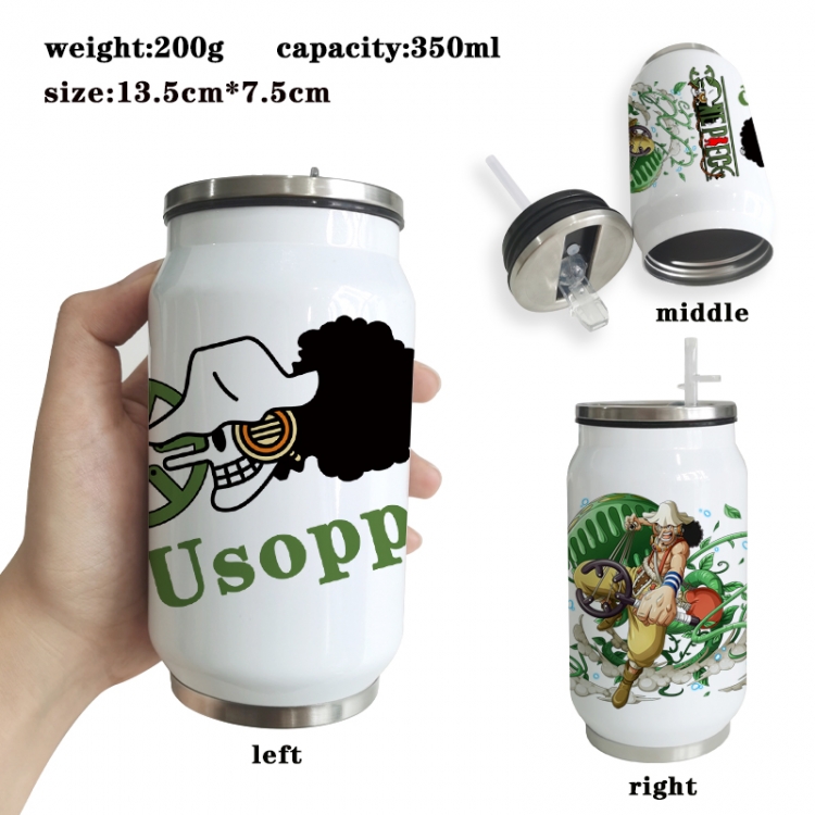 One Piece Anime Printed Stainless Steel Insulated Cup Straw Water Cup 350ML