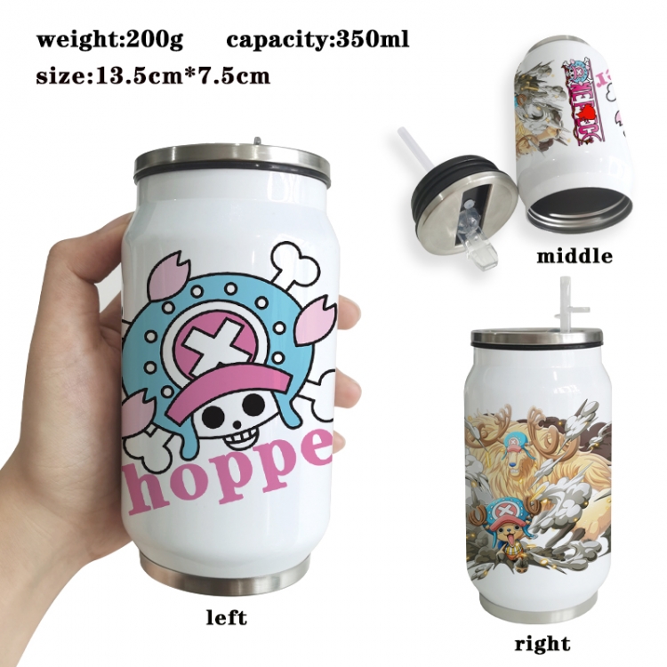 One Piece Anime Printed Stainless Steel Insulated Cup Straw Water Cup 350ML