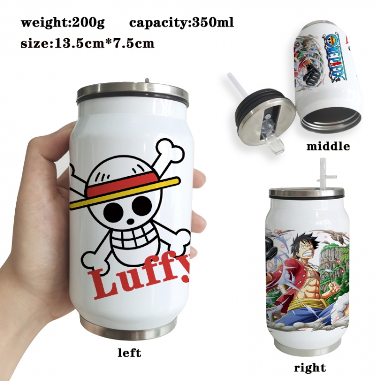 One Piece Anime Printed Stainless Steel Insulated Cup Straw Water Cup 350ML