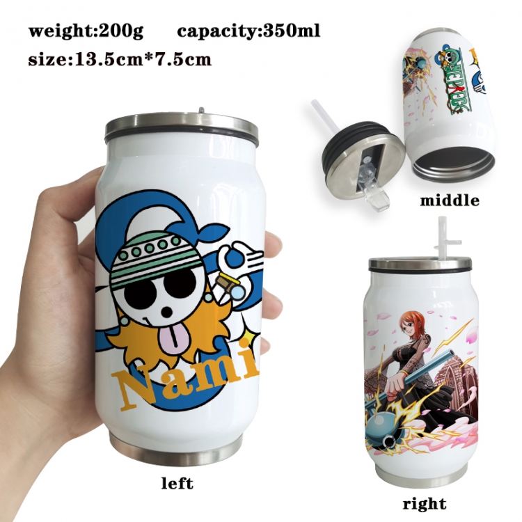 One Piece Anime Printed Stainless Steel Insulated Cup Straw Water Cup 350ML