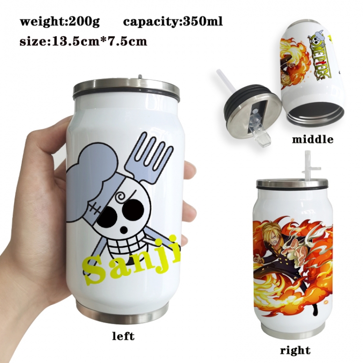 One Piece Anime Printed Stainless Steel Insulated Cup Straw Water Cup 350ML