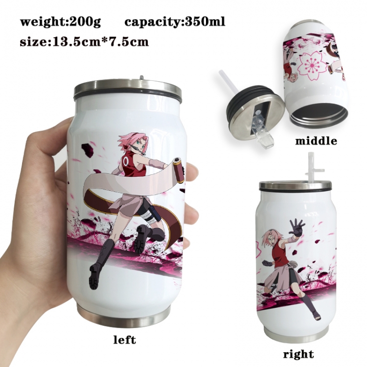 Naruto Anime Printed Stainless Steel Insulated Cup Straw Water Cup 350ML