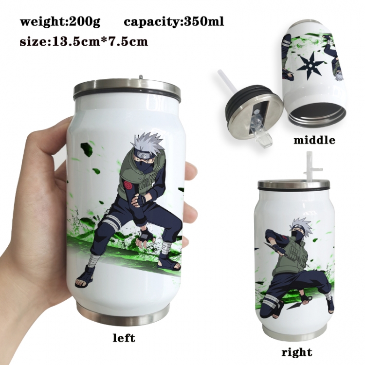 Naruto Anime Printed Stainless Steel Insulated Cup Straw Water Cup 350ML