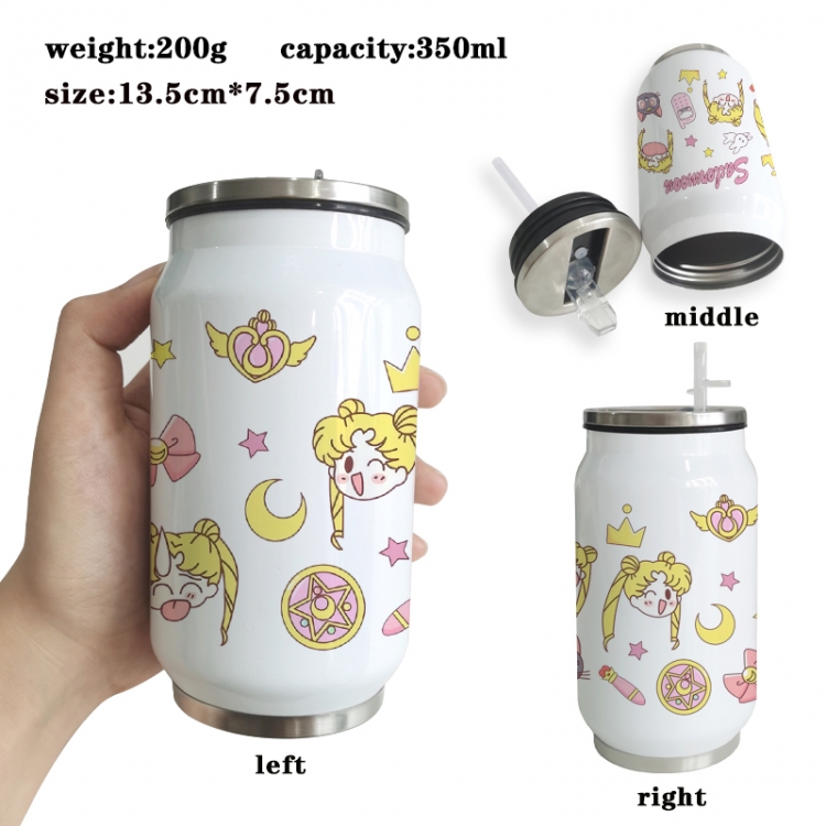 sailormoon Anime Printed Stainless Steel Insulated Cup Straw Water Cup 350ML