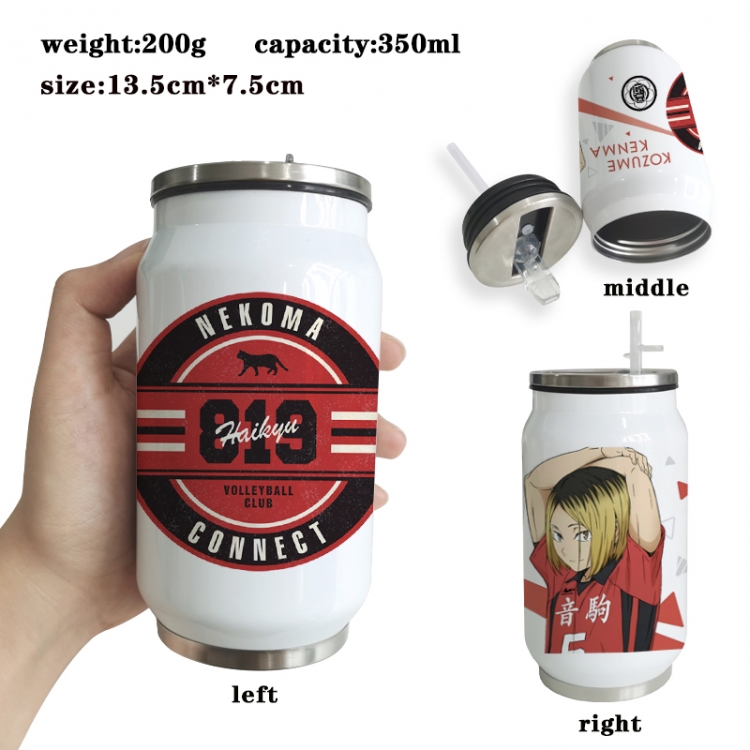 Haikyuu!! Anime Printed Stainless Steel Insulated Cup Straw Water Cup 350ML