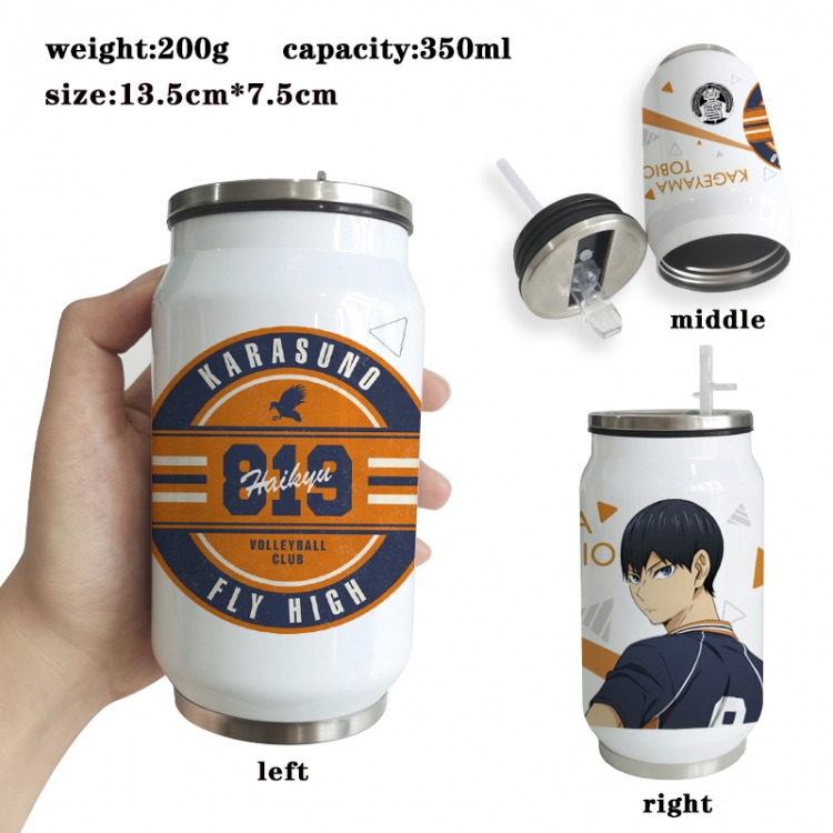 Haikyuu!! Anime Printed Stainless Steel Insulated Cup Straw Water Cup 350ML