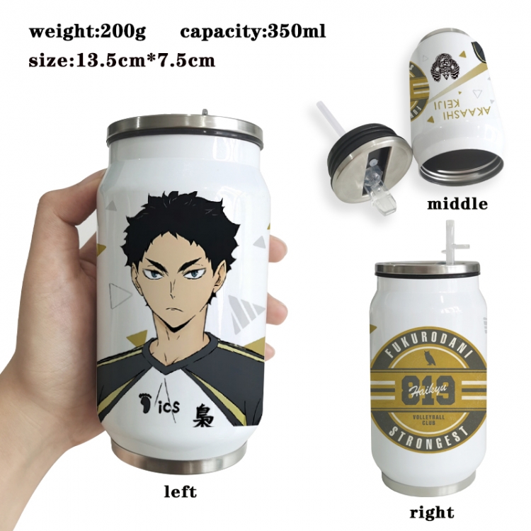 Haikyuu!! Anime Printed Stainless Steel Insulated Cup Straw Water Cup 350ML