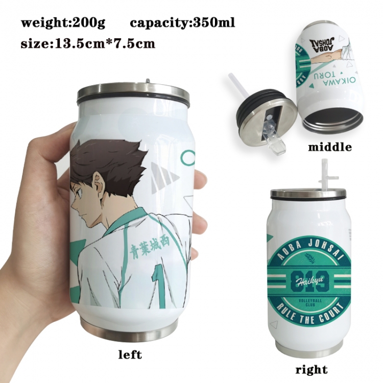 Haikyuu!! Anime Printed Stainless Steel Insulated Cup Straw Water Cup 350ML