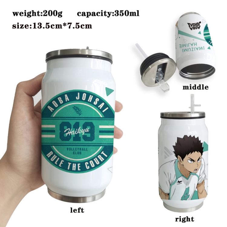 Haikyuu!! Anime Printed Stainless Steel Insulated Cup Straw Water Cup 350ML