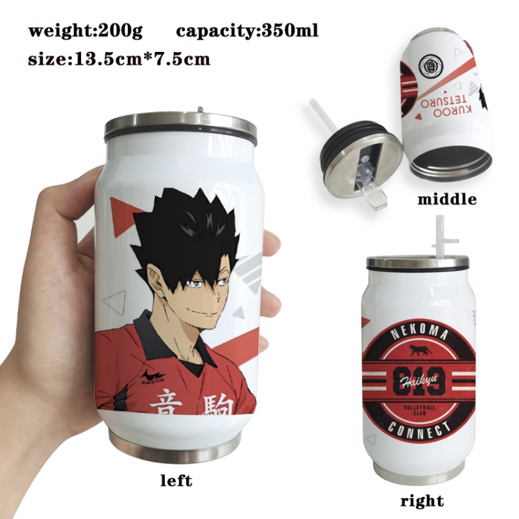 Haikyuu!! Anime Printed Stainless Steel Insulated Cup Straw Water Cup 350ML