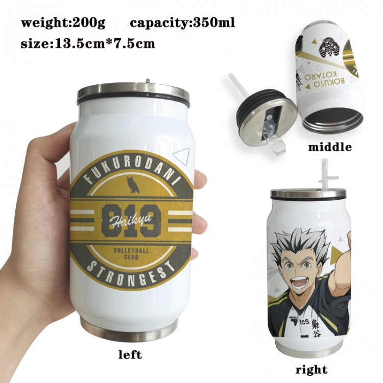 Haikyuu!! Anime Printed Stainless Steel Insulated Cup Straw Water Cup 350ML