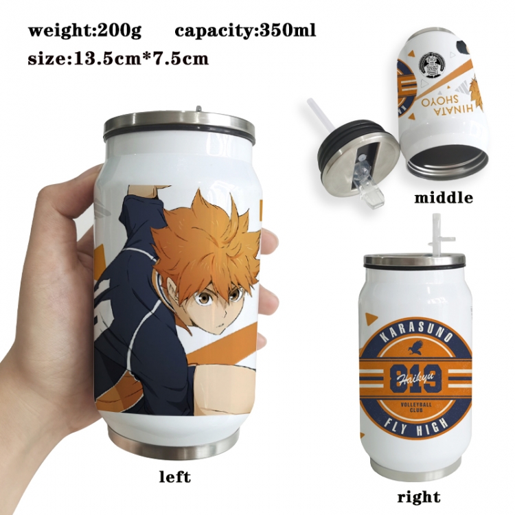 Haikyuu!! Anime Printed Stainless Steel Insulated Cup Straw Water Cup 350ML