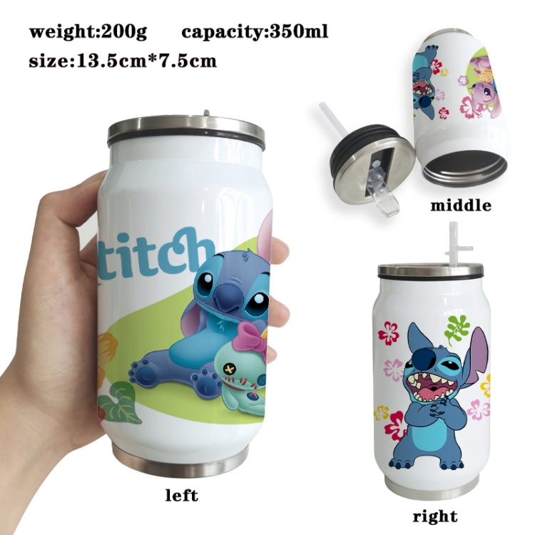 Lilo & Stitch Anime Printed Stainless Steel Insulated Cup Straw Water Cup 350ML