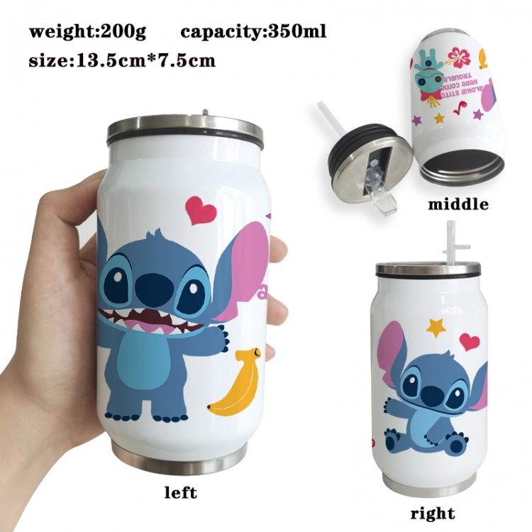 Lilo & Stitch Anime Printed Stainless Steel Insulated Cup Straw Water Cup 350ML