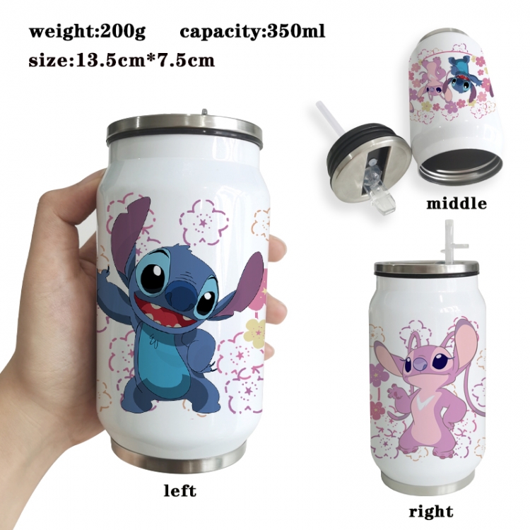 Lilo & Stitch Anime Printed Stainless Steel Insulated Cup Straw Water Cup 350ML