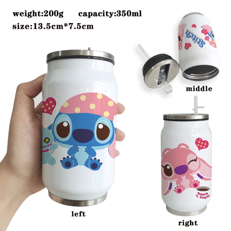 Lilo & Stitch Anime Printed Stainless Steel Insulated Cup Straw Water Cup 350ML