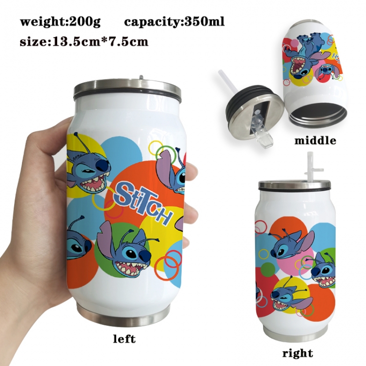 Lilo & Stitch Anime Printed Stainless Steel Insulated Cup Straw Water Cup 350ML