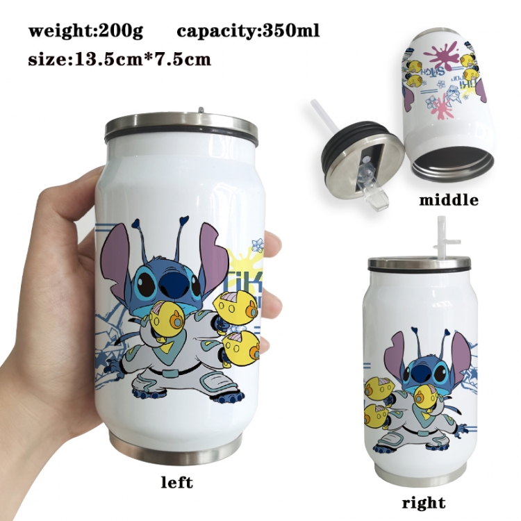 Lilo & Stitch Anime Printed Stainless Steel Insulated Cup Straw Water Cup 350ML