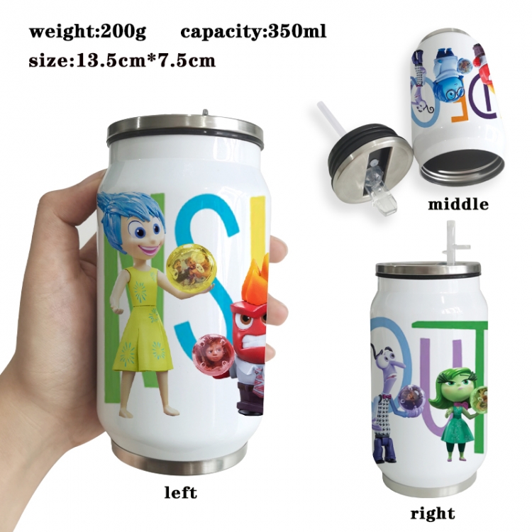 Inside Out Anime Printed Stainless Steel Insulated Cup Straw Water Cup 350ML