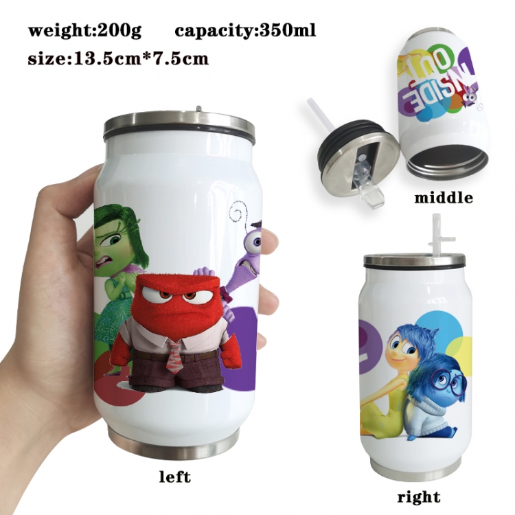 Inside Out Anime Printed Stainless Steel Insulated Cup Straw Water Cup 350ML