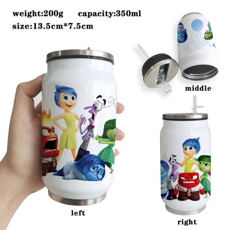 Inside Out Anime Printed Stainless Steel Insulated Cup Straw Water Cup 350ML