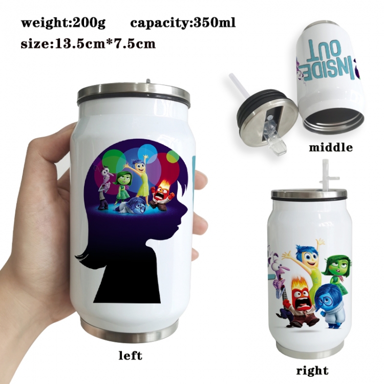 Inside Out Anime Printed Stainless Steel Insulated Cup Straw Water Cup 350ML