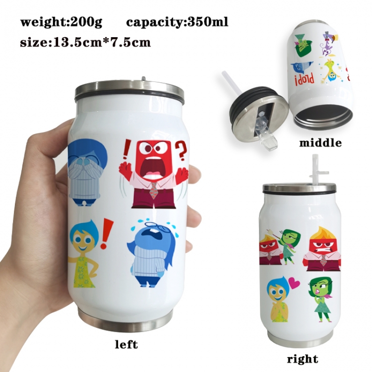 Inside Out Anime Printed Stainless Steel Insulated Cup Straw Water Cup 350ML