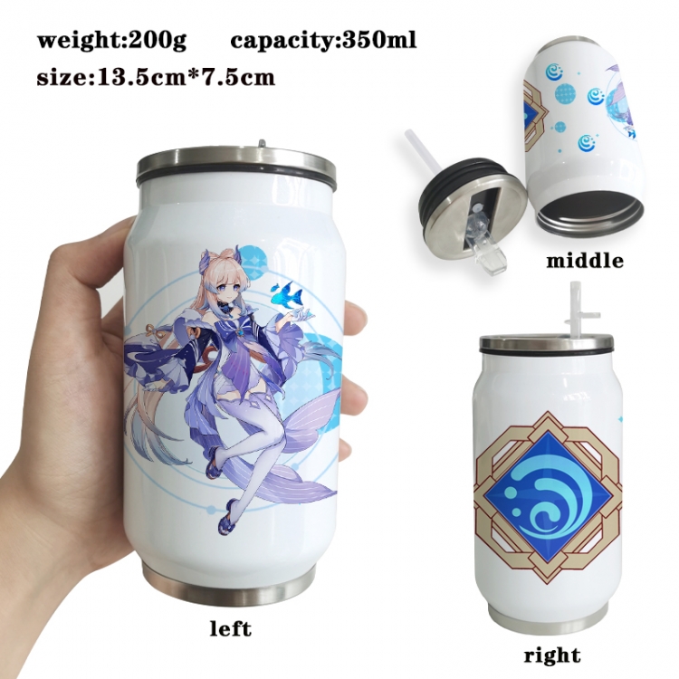 Genshin Impact Anime Printed Stainless Steel Insulated Cup Straw Water Cup 350ML