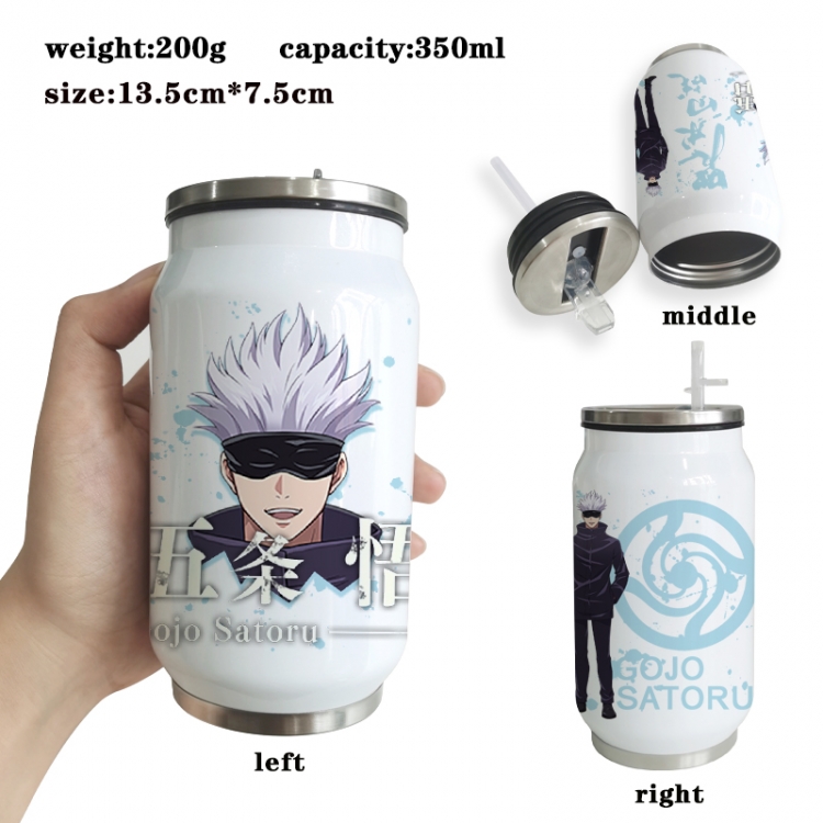 Jujutsu Kaisen Anime Printed Stainless Steel Insulated Cup Straw Water Cup 350ML