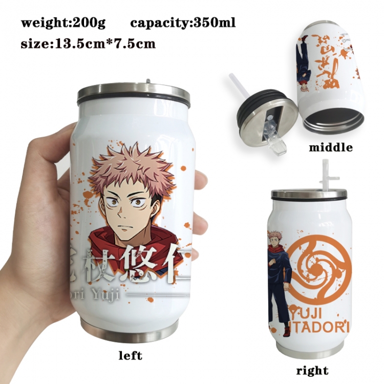 Jujutsu Kaisen Anime Printed Stainless Steel Insulated Cup Straw Water Cup 350ML