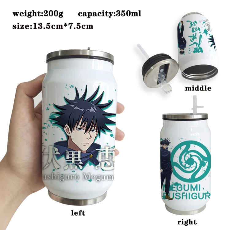 Jujutsu Kaisen Anime Printed Stainless Steel Insulated Cup Straw Water Cup 350ML