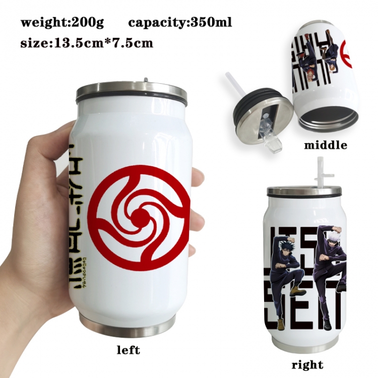 Jujutsu Kaisen Anime Printed Stainless Steel Insulated Cup Straw Water Cup 350ML