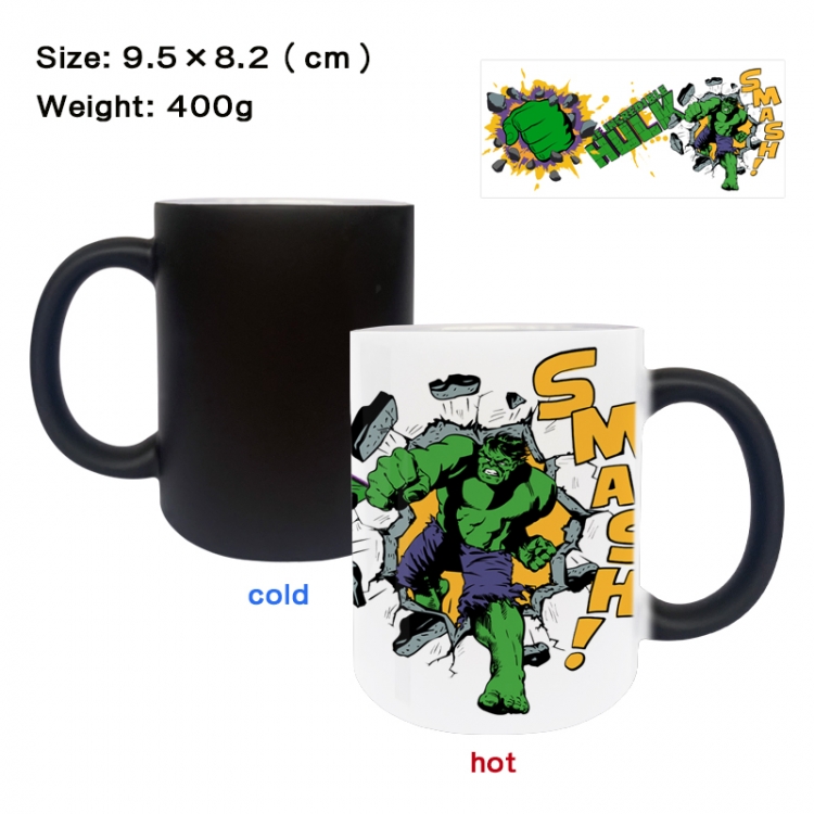 The Hulk Anime peripherals color changing ceramic cup tea cup mug 9.5X8.2cm