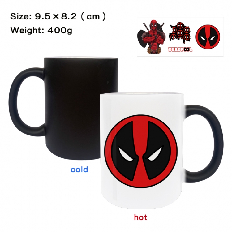 Deadpool Anime peripherals color changing ceramic cup tea cup mug 9.5X8.2cm