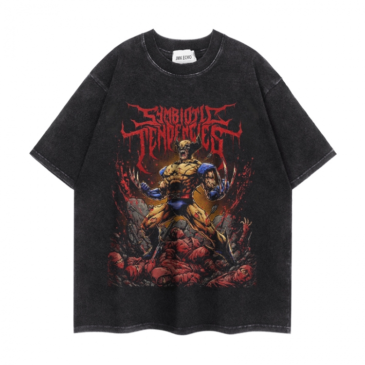 Marvel Anime peripheral washed short sleeved T-shirt 280g from S to 4XL