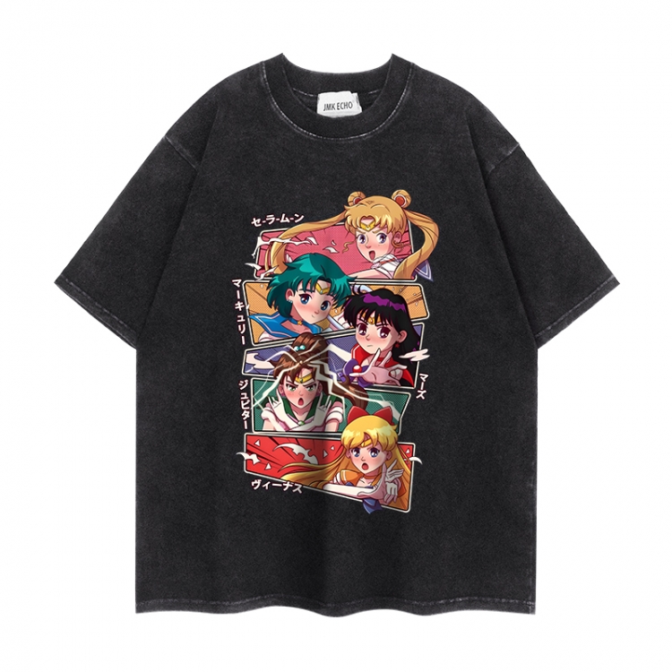 sailormoon Anime peripheral washed short sleeved T-shirt 280g from S to 4XL