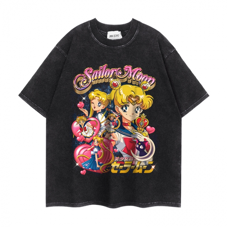 sailormoon Anime peripheral washed short sleeved T-shirt 280g from S to 4XL