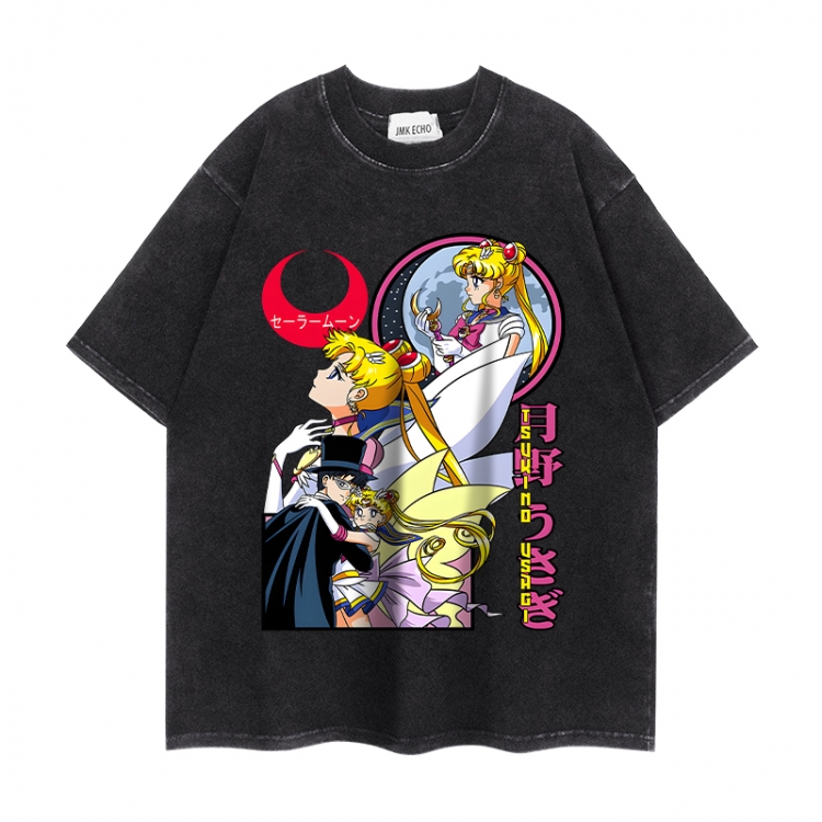 sailormoon Anime peripheral washed short sleeved T-shirt 280g from S to 4XL