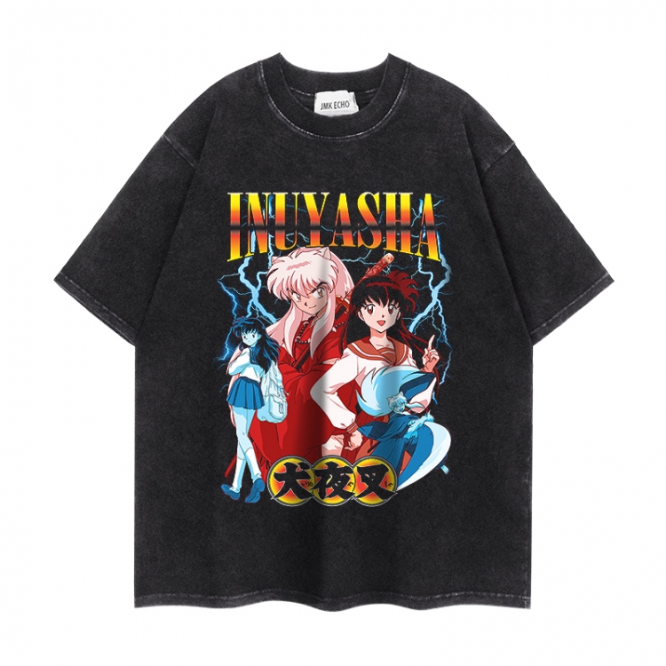 Inuyasha Anime peripheral washed short sleeved T-shirt 280g from S to 4XL