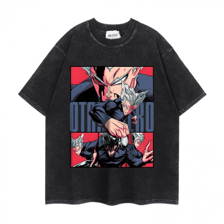 One Punch Man Anime peripheral washed short sleeved T-shirt 280g from S to 4XL